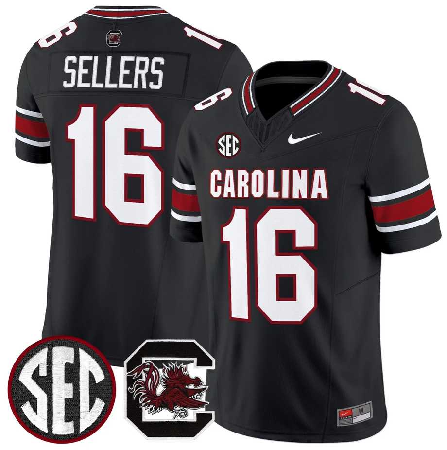 Men%27s South Carolina Fighting Gamecocks #16 LaNorris Sellers Black 2026 F.U.S.E. Stitched Nike Jersey Dzhi->texas longhorns->NCAA Jersey