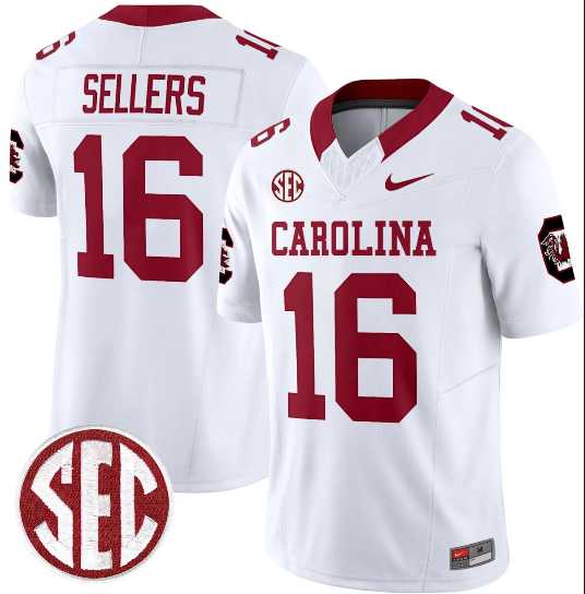 Men%27s South Carolina Fighting Gamecocks #16 LaNorris Sellers White F.U.S.E. Stitched Jersey Dzhi->south carolina gamecocks->NCAA Jersey