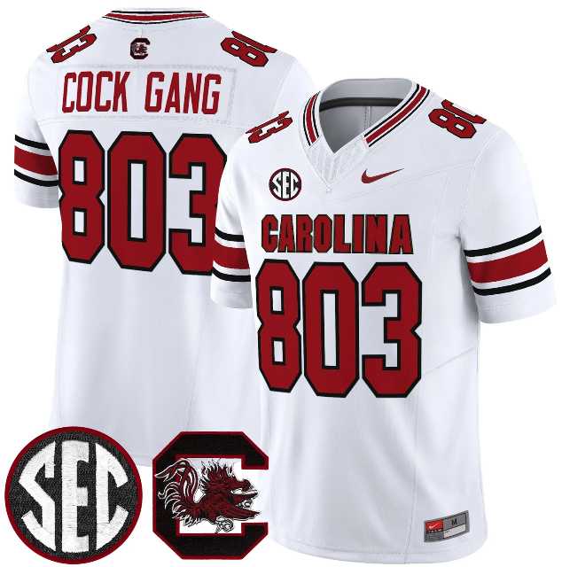 Men%27s South Carolina Fighting Gamecocks #803 Cock Gang White 2026 F.U.S.E. Stitched Nike Jersey Dzhi->south carolina gamecocks->NCAA Jersey