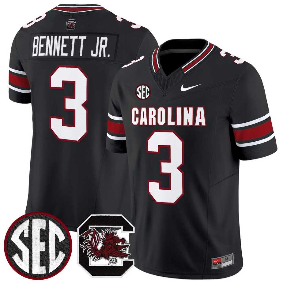 Men%27s South Carolina Fighting Gamecocks #3 Mazeo Bennett Jr.Black 2026 F.U.S.E. Stitched Nike Jersey Dzhi->south carolina gamecocks->NCAA Jersey