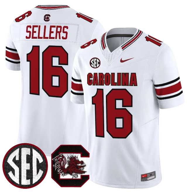 Men%27s South Carolina Fighting Gamecocks #16 LaNorris Sellers White 2026 F.U.S.E. Stitched Nike Jersey Dzhi->south carolina gamecocks->NCAA Jersey