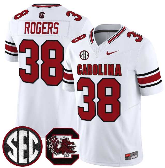 Men%27s South Carolina Fighting Gamecocks #38 George Rogers  White 2026 F.U.S.E. Stitched Nike Jersey Dzhi->south carolina gamecocks->NCAA Jersey