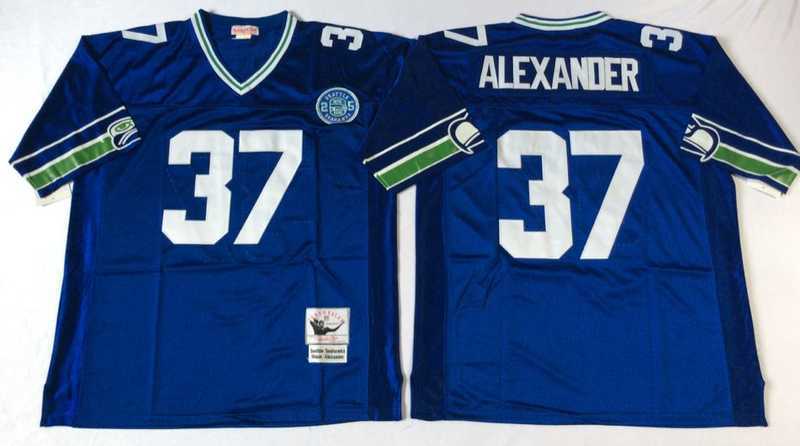 Men%27s Seattle Seahawks #37 Shaun Alexander Blue Throwback Stitched Football Jersey->seattle seahawks->NFL Jersey