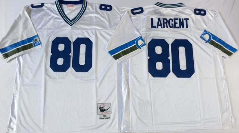 Men%27s Seattle Seahawks #80 Steve Largent White Throwback Stitched Football Jersey->seattle seahawks->NFL Jersey