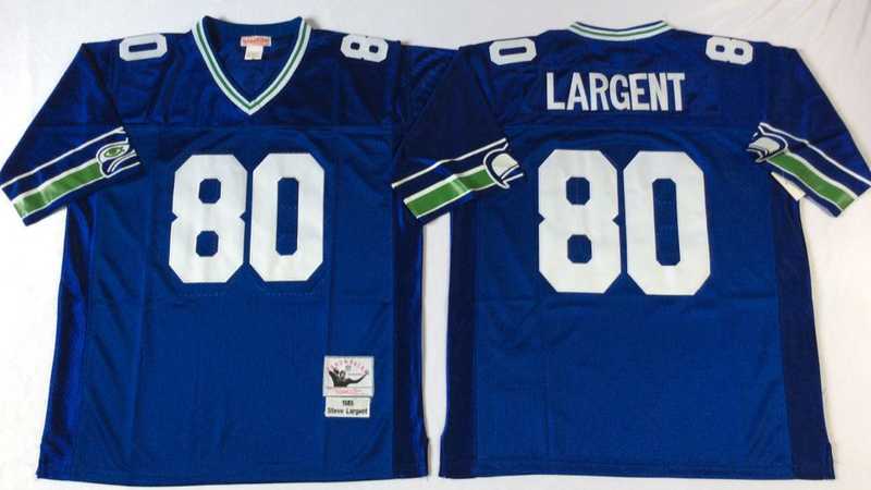 Men%27s Seattle Seahawks #80 Steve Largent Blue Throwback Stitched Football Jersey->seattle seahawks->NFL Jersey