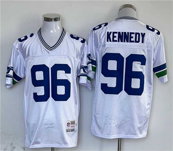 Men%27s Seattle Seahawks #96 Cortez Kennedy White Throwback Stitched Football Jersey->tampa bay buccaneers->NFL Jersey