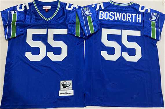 Men%27s Seattle Seahawks #55 Brian Bosworth Royal Throwback Stitched Football Jersey->seattle seahawks->NFL Jersey