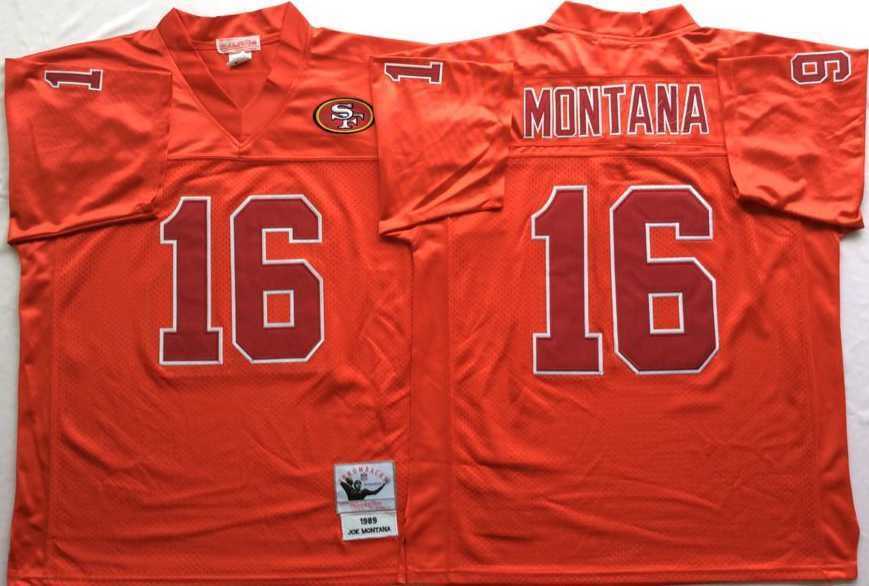 Mens San Francisco 49ers #16 Joe Montana Red Throwback Stitched Football Jersey->san francisco 49ers->NFL Jersey
