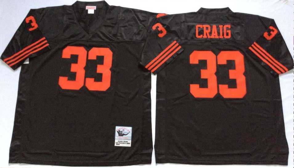 Mens San Francisco 49ers #33 Roger Craig Black Throwback Stitched Football Jersey->san francisco 49ers->NFL Jersey