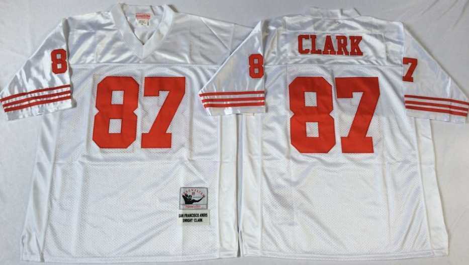 Mens San Francisco 49ers #87 Dwight Clark White Throwback Stitched Football Jersey->san francisco 49ers->NFL Jersey