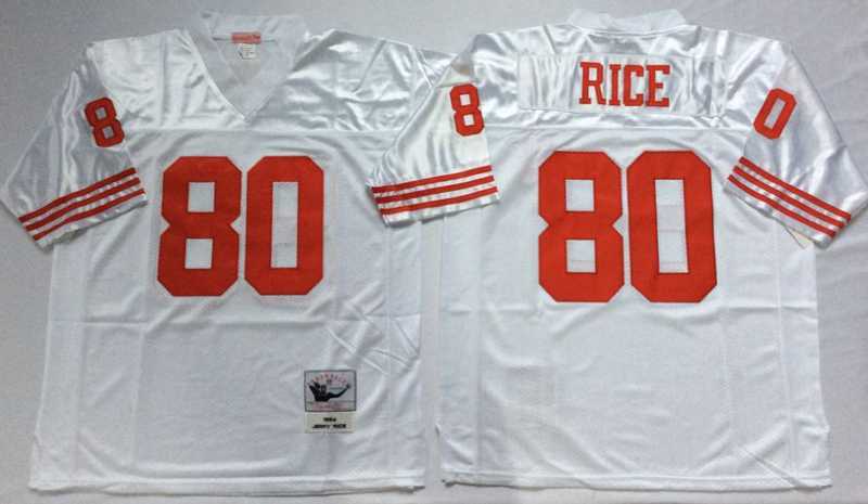 Mens San Francisco 49ers #80 Jerry Rice White Throwback Stitched Football Jersey->san francisco 49ers->NFL Jersey