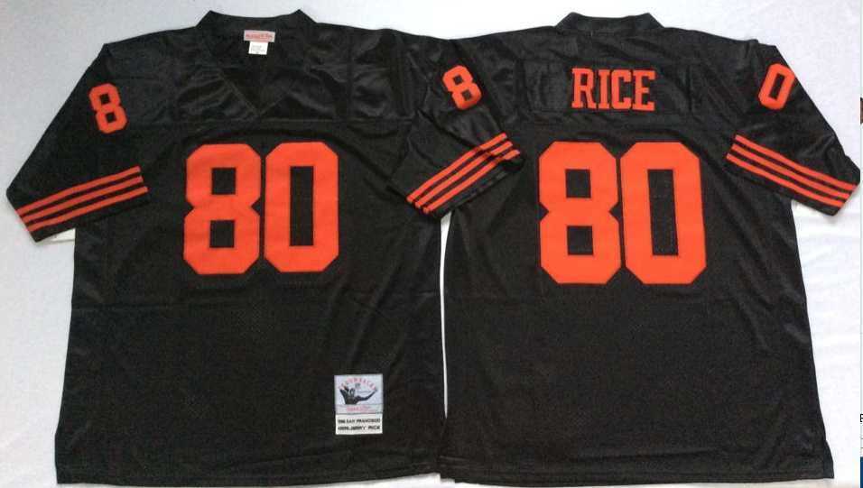 Mens San Francisco 49ers #80 Jerry Rice Black Throwback Stitched Football Jersey->san francisco 49ers->NFL Jersey