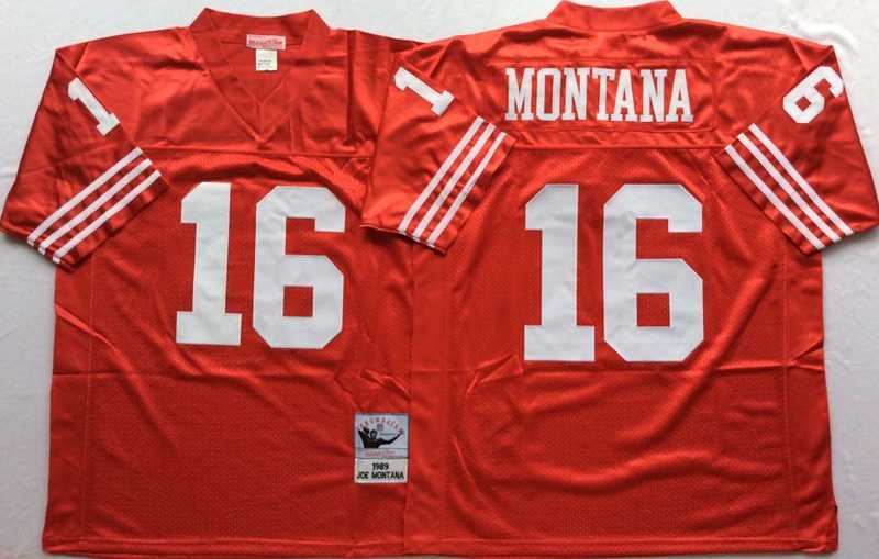 Mens San Francisco 49ers #16 Joe Montana Red Throwback Stitched Football Jerseys->san francisco 49ers->NFL Jersey