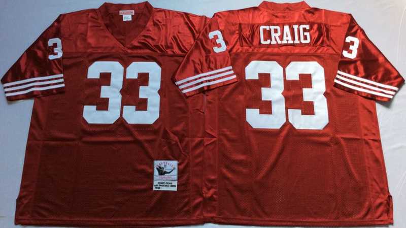 Mens San Francisco 49ers #33 Roger Craig Red Throwback Stitched Football Jersey->san francisco 49ers->NFL Jersey