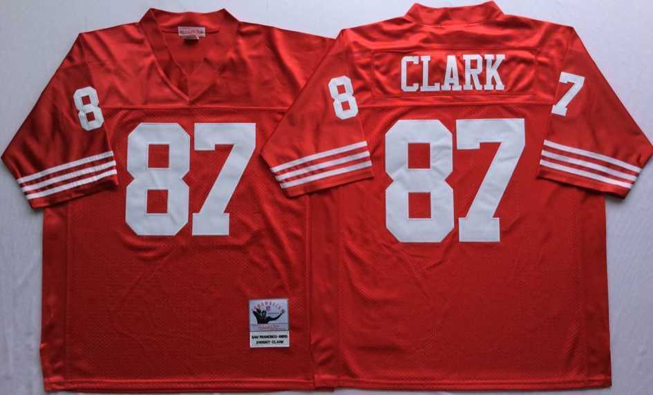 Mens San Francisco 49ers #87 Dwight Clark Red Throwback Stitched Football Jersey->san francisco 49ers->NFL Jersey
