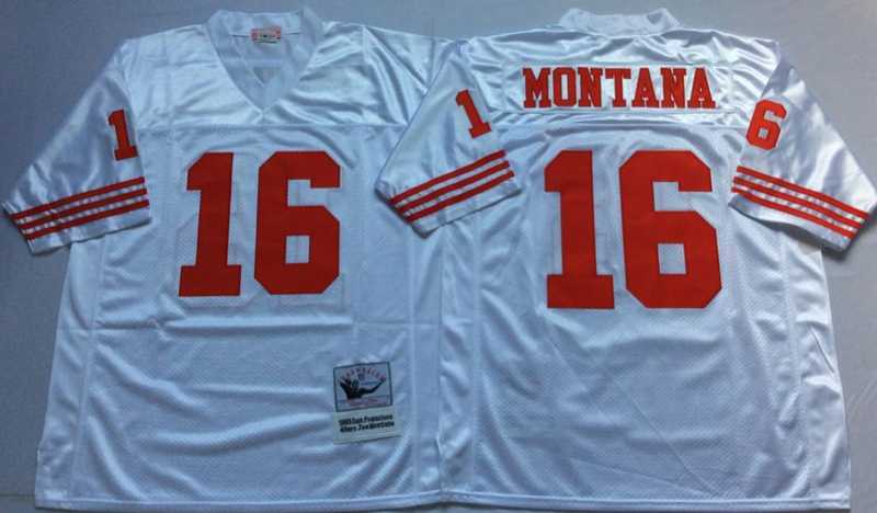 Mens San Francisco 49ers #16 Joe Montana White Throwback Stitched Football Jersey->san francisco 49ers->NFL Jersey