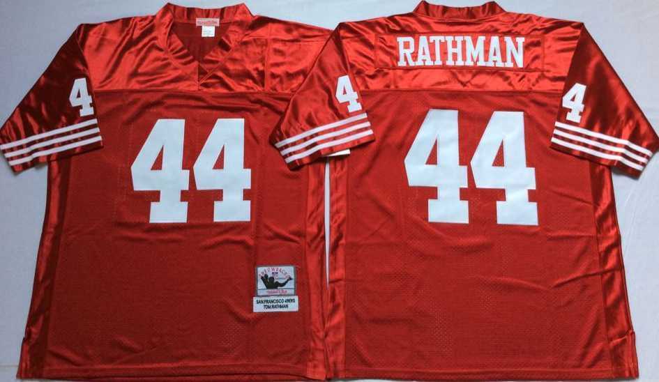 Mens San Francisco 49ers #44 Tom Rathman Red Throwback Stitched Football Jersey->san francisco 49ers->NFL Jersey