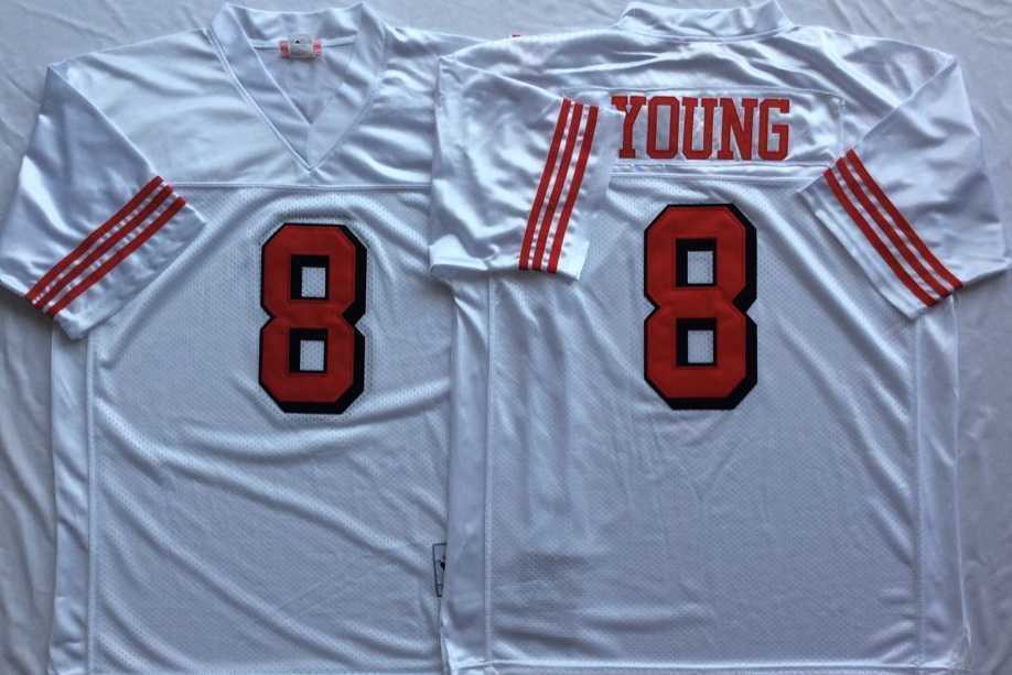 Mens San Francisco 49ers #8 Steve Young White 75th Throwback Stitched Football Jersey->san francisco 49ers->NFL Jersey