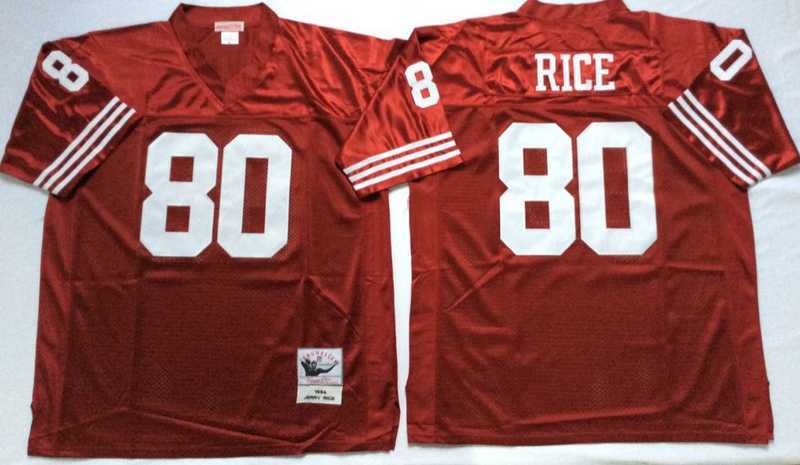 Mens San Francisco 49ers #80 Jerry Rice Red Throwback Stitched Football Jersey->san francisco 49ers->NFL Jersey