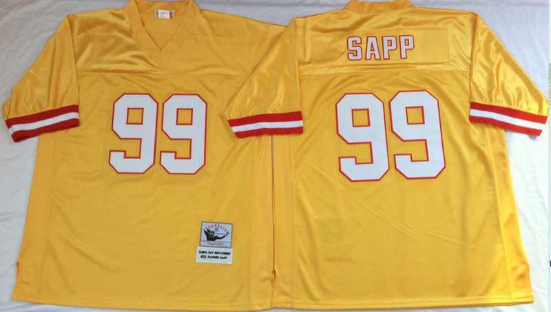 Men%27s Tampa Bay Buccaneers #99 Warren Sapp Yellow Throwback Stitched Football Jersey->anaheim ducks->NHL Jersey