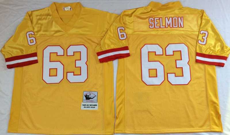 Men%27s Tampa Bay Buccaneers #63 Lee Roy Selmon Yellow Throwback Stitched Football Jersey->tampa bay buccaneers->NFL Jersey