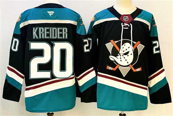 Men%27s Anaheim Ducks #20 Chris Kreider Black Teal 2024-25 Stitched Jersey->chicago blackhawks->NHL Jersey