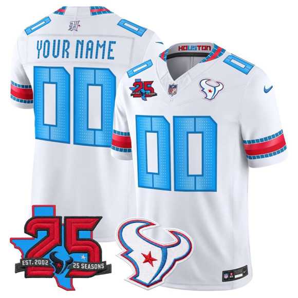 Men%27s Houston Texans Active Player Custom White 2026 F.U.S.E.  Rivalries Collection With 25th Anniversary Patch Limited Football Stitched Jersey->customized nfl jersey->Custom Jersey