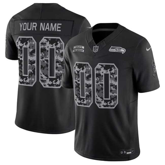 Men%27s Seattle Seahawks Active Player Custom Black F.U.S.E. 2026 Salute to Service Limited Football Stitched Jersey->customized nfl jersey->Custom Jersey