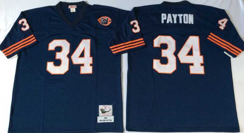 Men%27s Chicago Bears #34 Walter Payton Navy Throwback Stitched Football Jersey->chicago bears->NFL Jersey