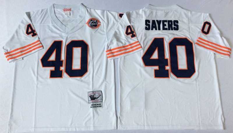 Men%27s Chicago Bears #40 Gale Sayers White Throwback Stitched Football Jersey->chicago bears->NFL Jersey
