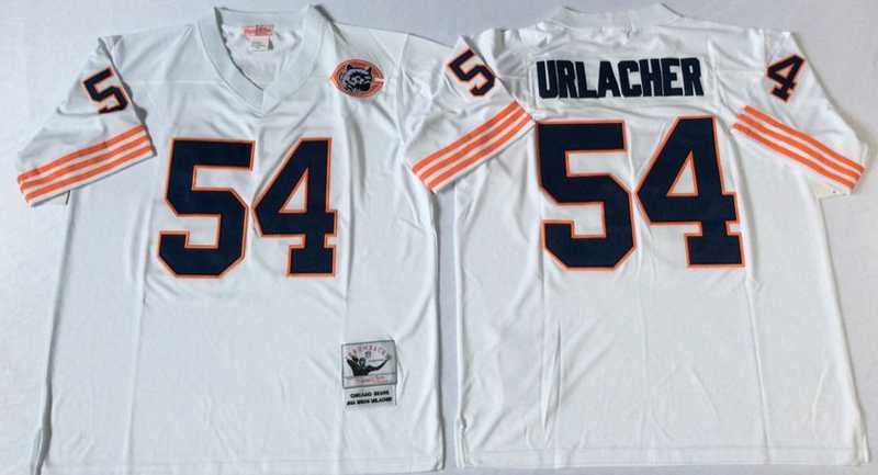 Men%27s Chicago Bears #54 Brian Urlacher White Throwback Stitched Football Jersey->chicago bears->NFL Jersey