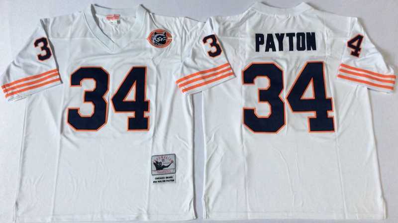 Men%27s Chicago Bears #34 Walter Payton White Throwback Stitched Football Jersey->chicago bears->NFL Jersey
