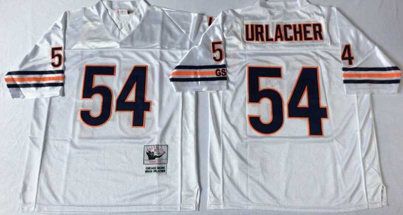 Men%27s Chicago Bears #54 Brian Urlacher White Road Throwback Jersey->chicago bears->NFL Jersey