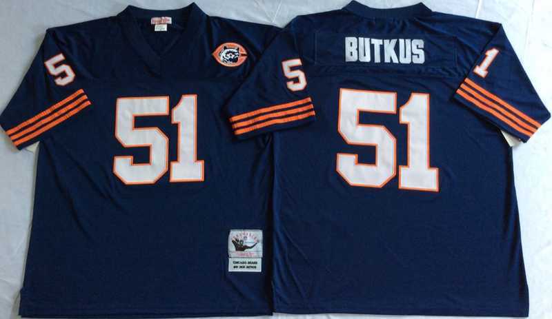 Men%27s Chicago Bears #51 Dick Butkus Navy Throwback Stitched Football Jersey->chicago bears->NFL Jersey