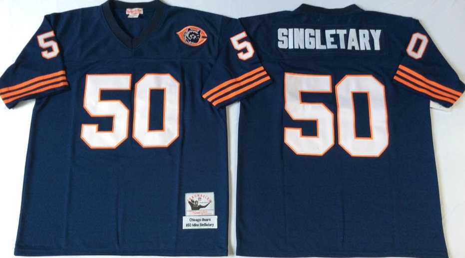 Men%27s Chicago Bears #50 Mike Singletary Navy 1985 Throwback Stitched Football Jersey->chicago bears->NFL Jersey