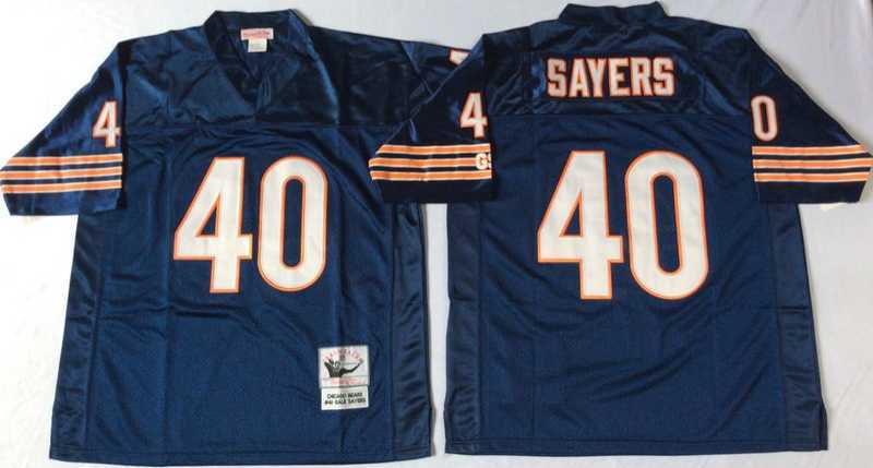 Men%27s Chicago Bears #40 Gale Sayers Navy 1985 Throwback Jersey->chicago bears->NFL Jersey