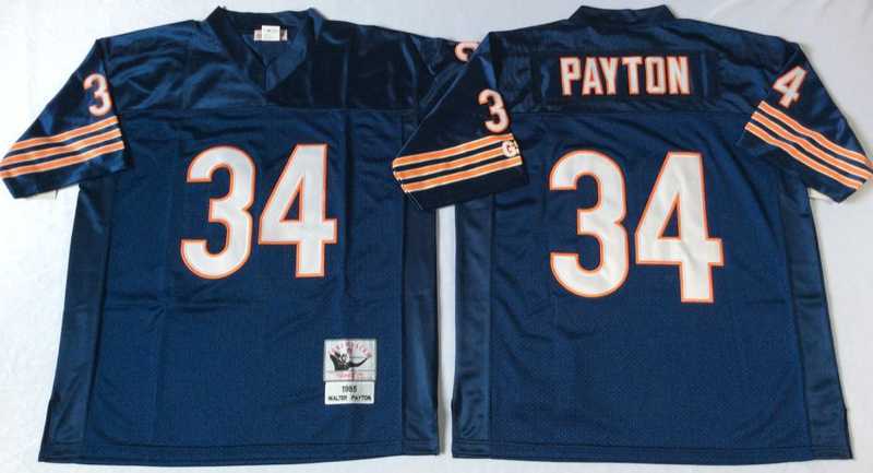 Men%27s Chicago Bears #34 Walter Payton Navy 1985 Throwback Jersey->chicago bears->NFL Jersey