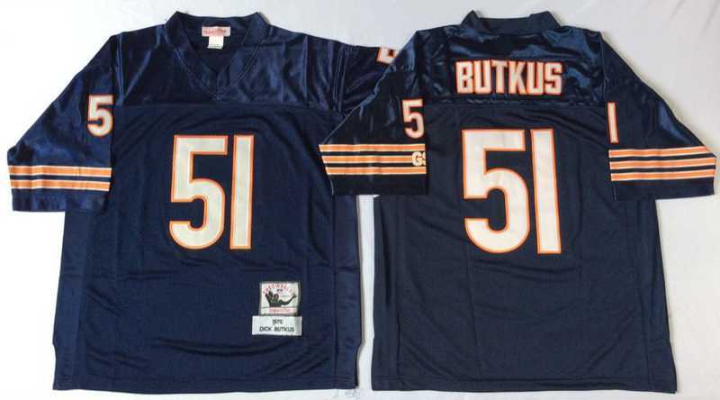 Men%27s Chicago Bears #51 Dick Butkus Navy 1985 Throwback Stitched Football Jersey->chicago bears->NFL Jersey