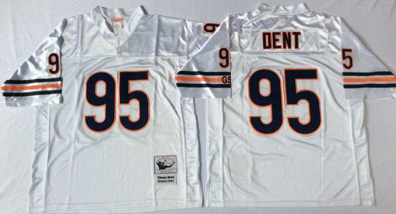 Men%27s Chicago Bears #95 Richard Dent White Throwback Stitched Football Jersey->chicago bears->NFL Jersey
