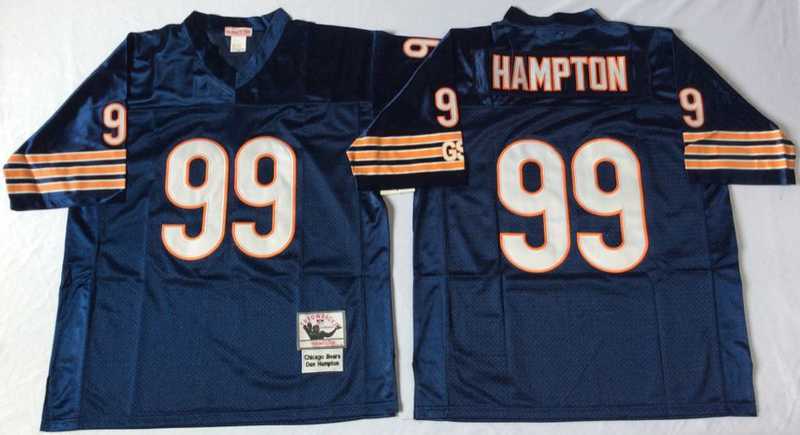 Men%27s Chicago Bears #99 Dan Hampton Navy 1985 Throwback Jersey->chicago bears->NFL Jersey