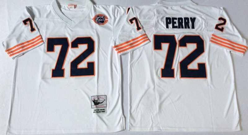 Men%27s Chicago Bears #72 William Perry White Throwback Stitched Football Jersey->chicago bears->NFL Jersey