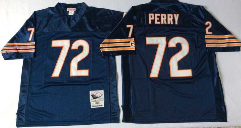 Men%27s Chicago Bears #72 William Perry Navy 1985 Throwback Jersey->chicago bears->NFL Jersey
