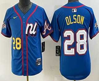 Youth Atlanta Braves #28 Matt Olson Number Blue 2025 All Star Limited Stitched Jersey Dzhi->mlb youth jerseys->MLB Jersey