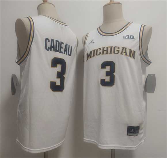 Men%27s Michigan Wolverines #3 Elliot Cadeau White 2026 Vapor Limited Stitched Jersey->michigan wolverines->NCAA Jersey