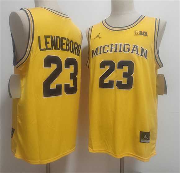 Men%27s Michigan Wolverines #23 Yaxel Lendeborg Yellow Vapor Limited Stitched Jersey->purdue boilermakers->NCAA Jersey