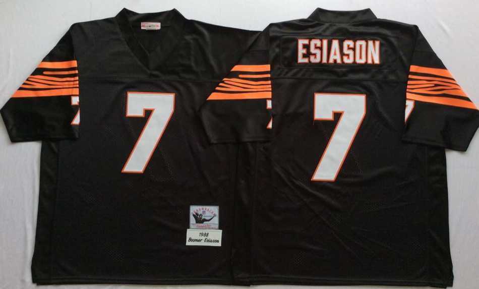 Mens Cincinnati Bengals #7 Boomer Esiason Black Throwback Stitched Football Jersey->cincinnati bengals->NFL Jersey