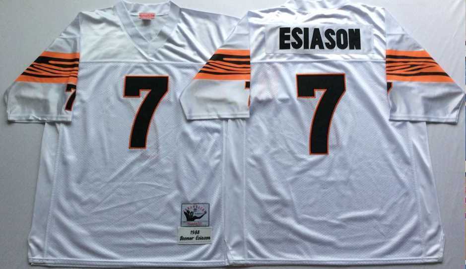 Men%27s Cincinnati Bengals #7 Boomer Esiason White Throwback Stitched Football Jersey->cincinnati bengals->NFL Jersey