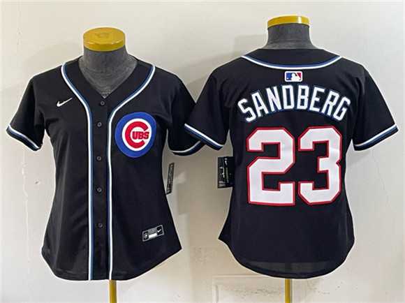 Youth Chicago Cubs #23 Ryne Sandberg 2026 Fashion Replica Black Out Stitched Jersey->mlb youth jerseys->MLB Jersey