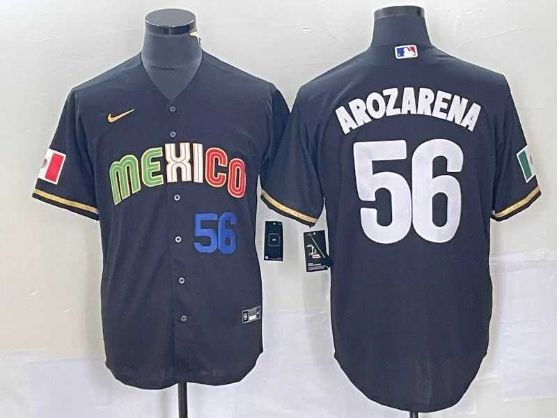 Men%27s Mexico #56 Randy Arozarena Black Stitched Jersey Dzhi->los angeles dodgers->MLB Jersey