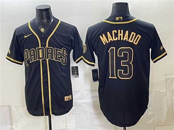 Men%27s San Diego Padres #13 Manny Machado Black Gold With Patch Stitched Jersey Dzhi->2026 world baseball classic->MLB Jersey
